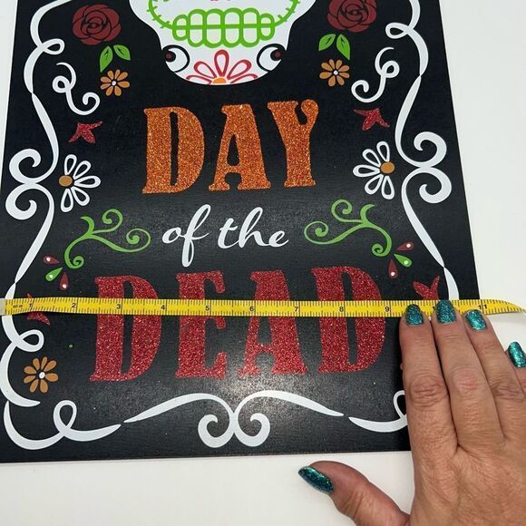 Halloween Decoration Day of The Dead Sugar Skull Hanging Sign - Picture 6 of 7
